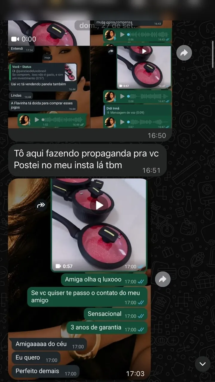 Depoimento real de cliente (print), com dados pessoais ocultados